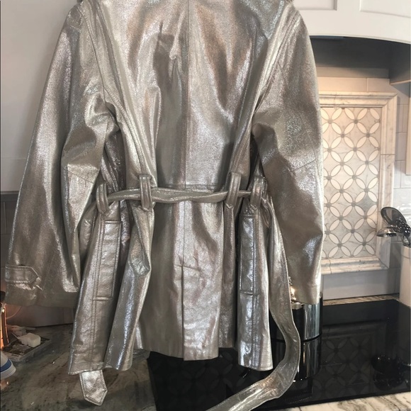 Chico’s silver leather jacket size 3 (14-18)